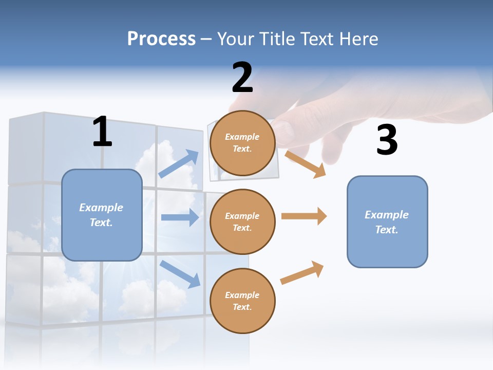 Hand Building Up A Sunny Sky With White Clouds PowerPoint Template