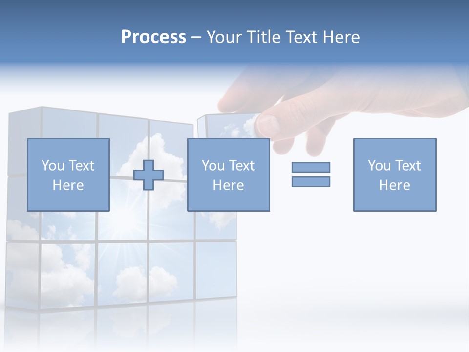 Hand Building Up A Sunny Sky With White Clouds PowerPoint Template