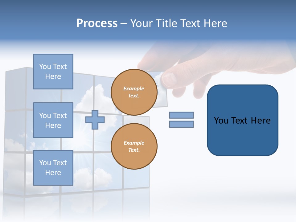 Hand Building Up A Sunny Sky With White Clouds PowerPoint Template