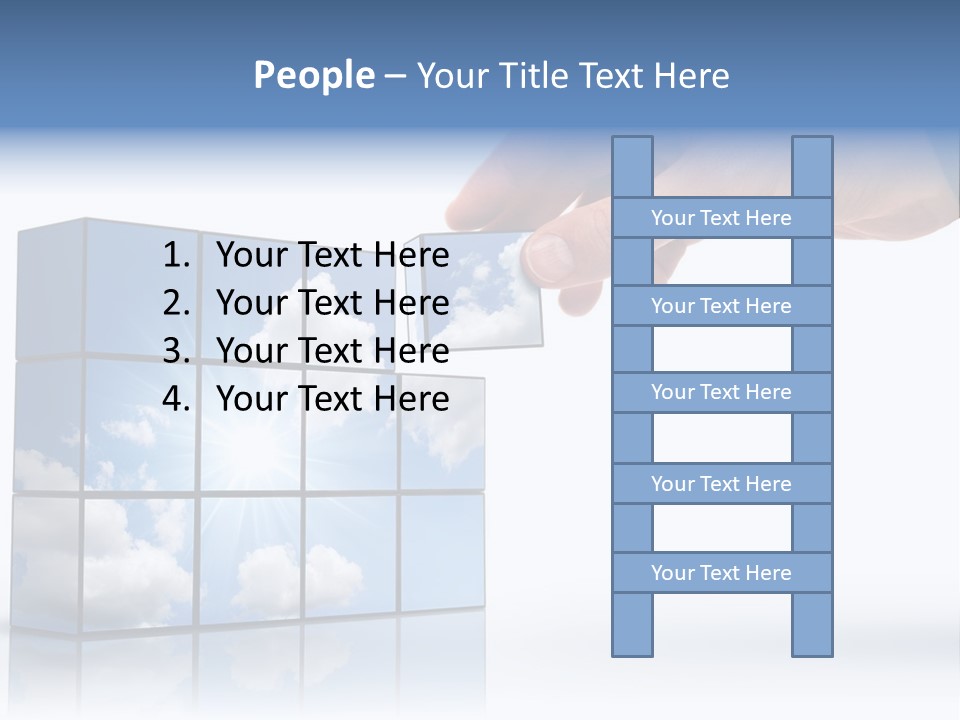 Hand Building Up A Sunny Sky With White Clouds PowerPoint Template