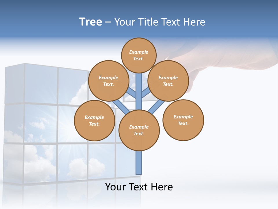 Hand Building Up A Sunny Sky With White Clouds PowerPoint Template