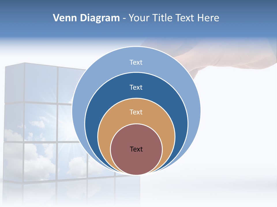 Hand Building Up A Sunny Sky With White Clouds PowerPoint Template