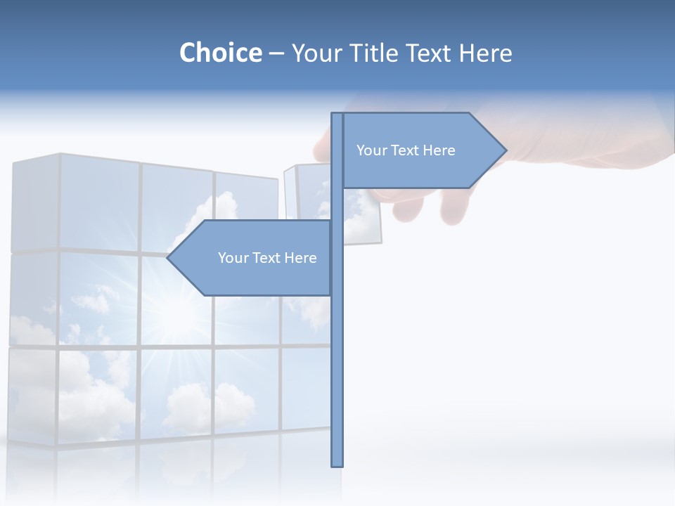 Hand Building Up A Sunny Sky With White Clouds PowerPoint Template