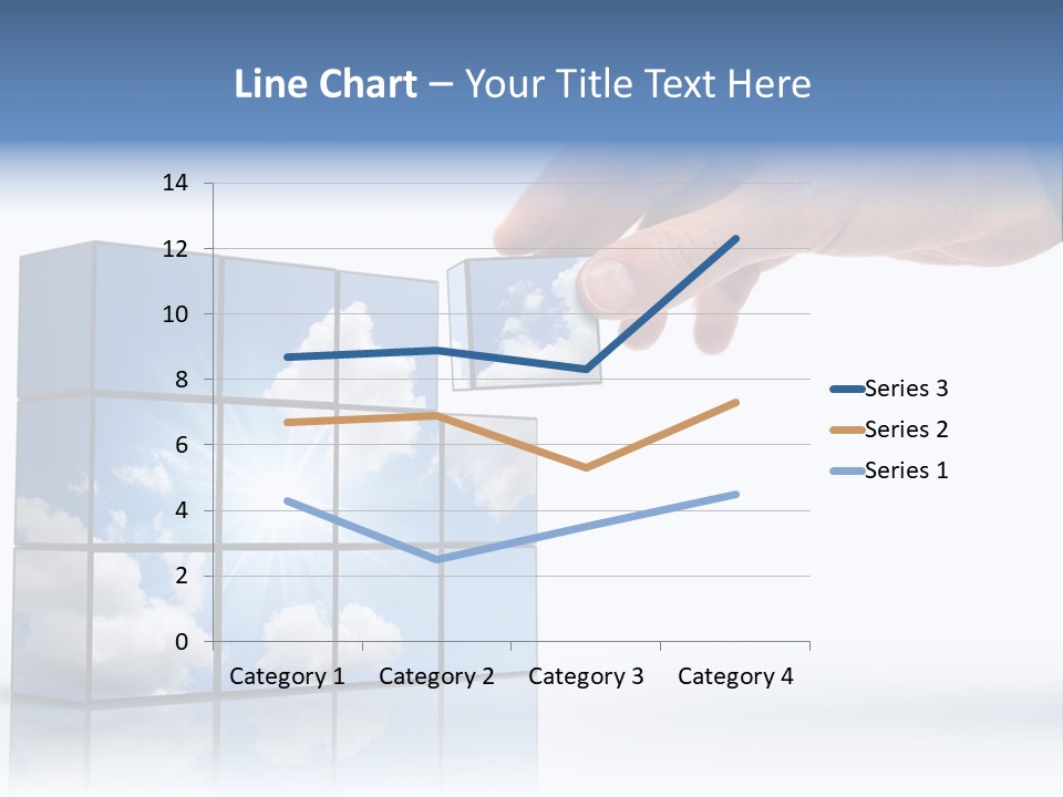 Hand Building Up A Sunny Sky With White Clouds PowerPoint Template