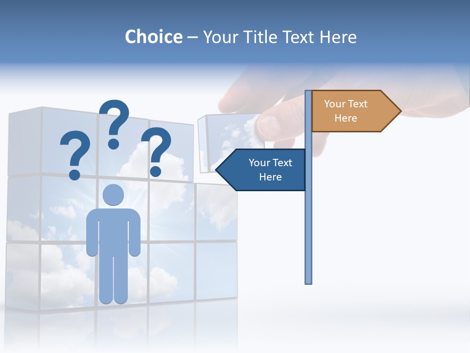 Hand Building Up A Sunny Sky With White Clouds PowerPoint Template