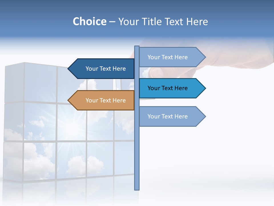 Hand Building Up A Sunny Sky With White Clouds PowerPoint Template