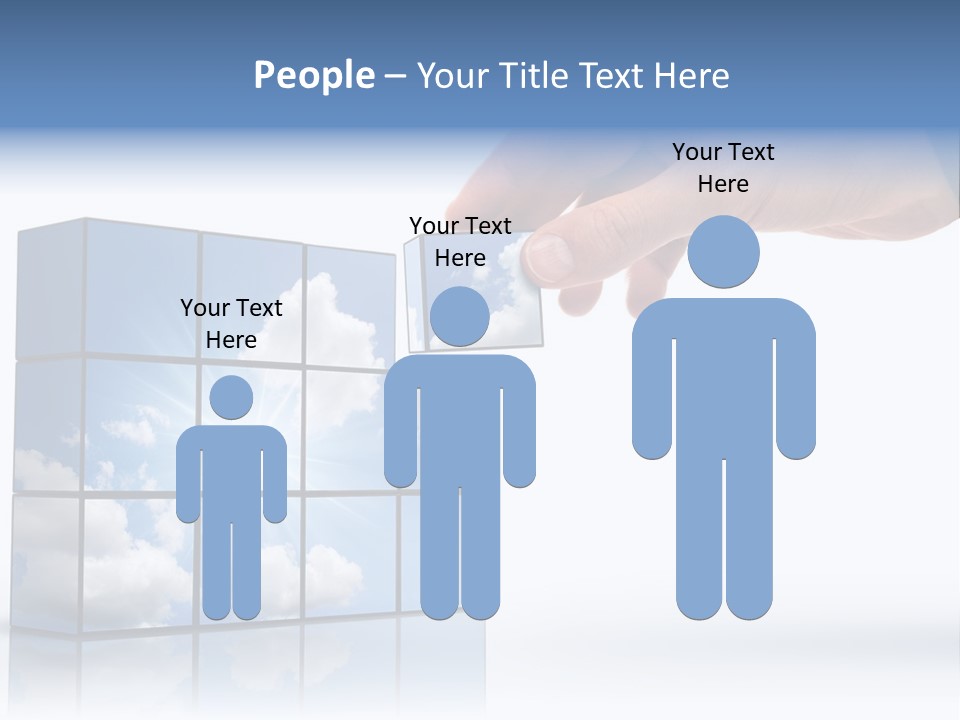 Hand Building Up A Sunny Sky With White Clouds PowerPoint Template