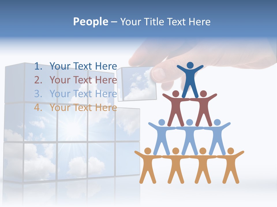 Hand Building Up A Sunny Sky With White Clouds PowerPoint Template