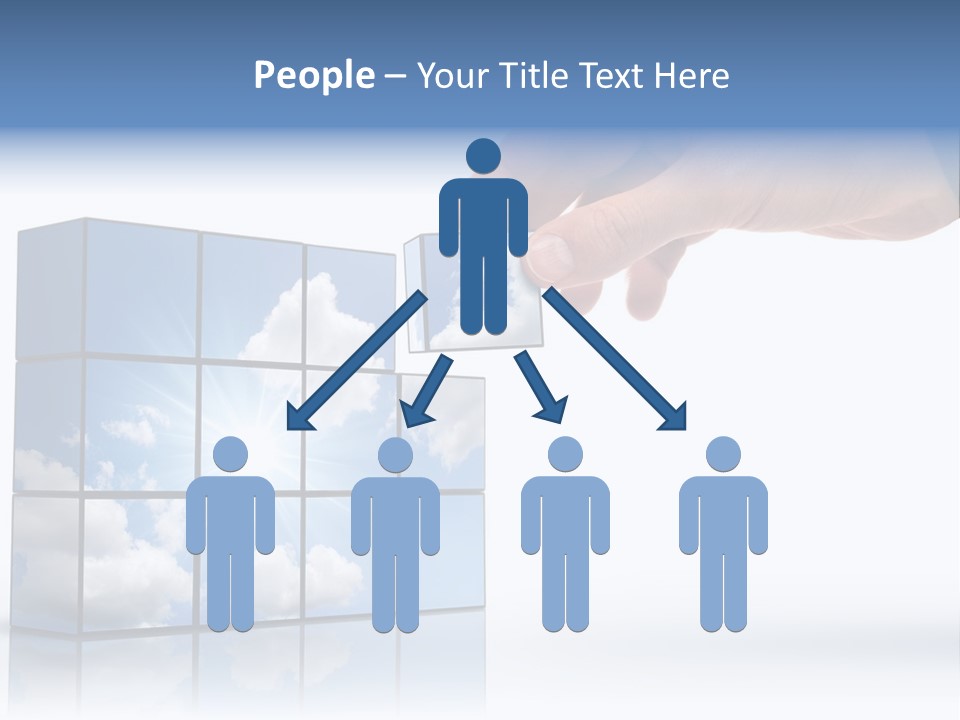 Hand Building Up A Sunny Sky With White Clouds PowerPoint Template