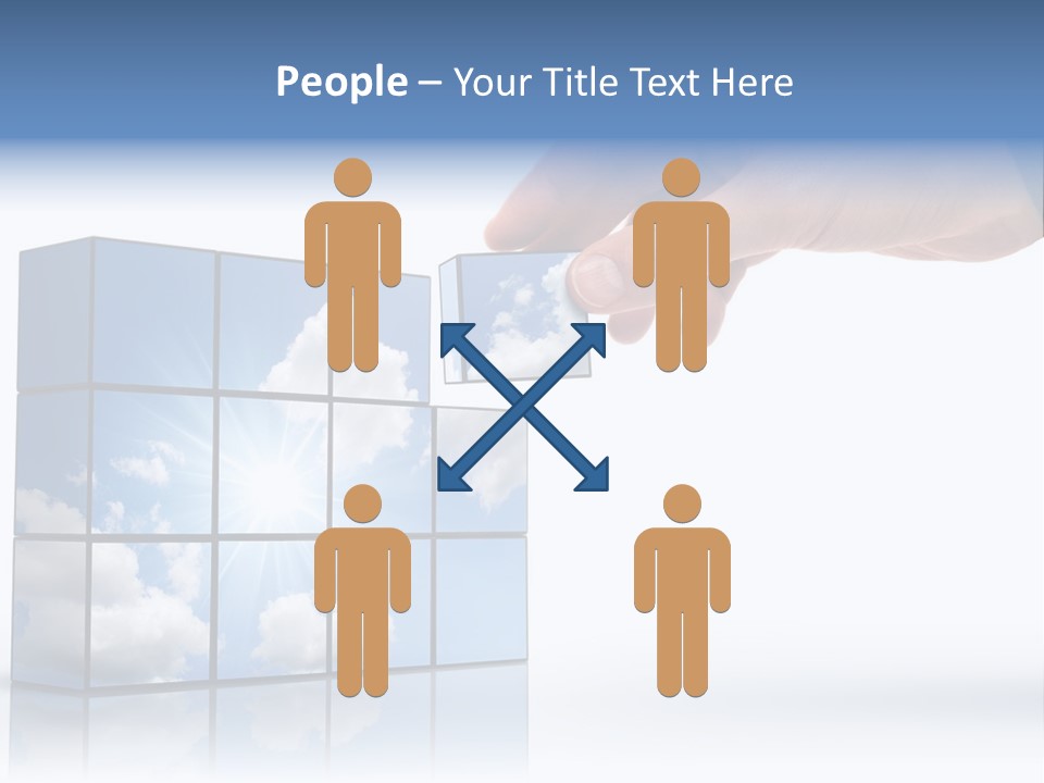 Hand Building Up A Sunny Sky With White Clouds PowerPoint Template