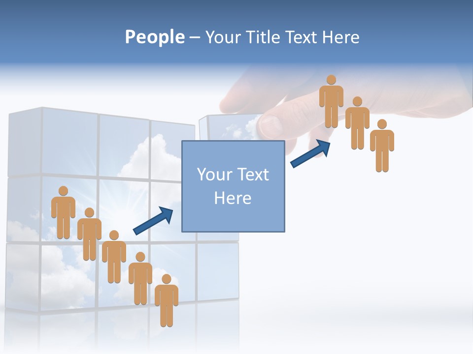 Hand Building Up A Sunny Sky With White Clouds PowerPoint Template