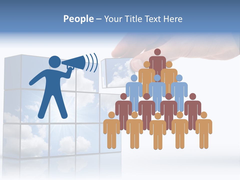 Hand Building Up A Sunny Sky With White Clouds PowerPoint Template