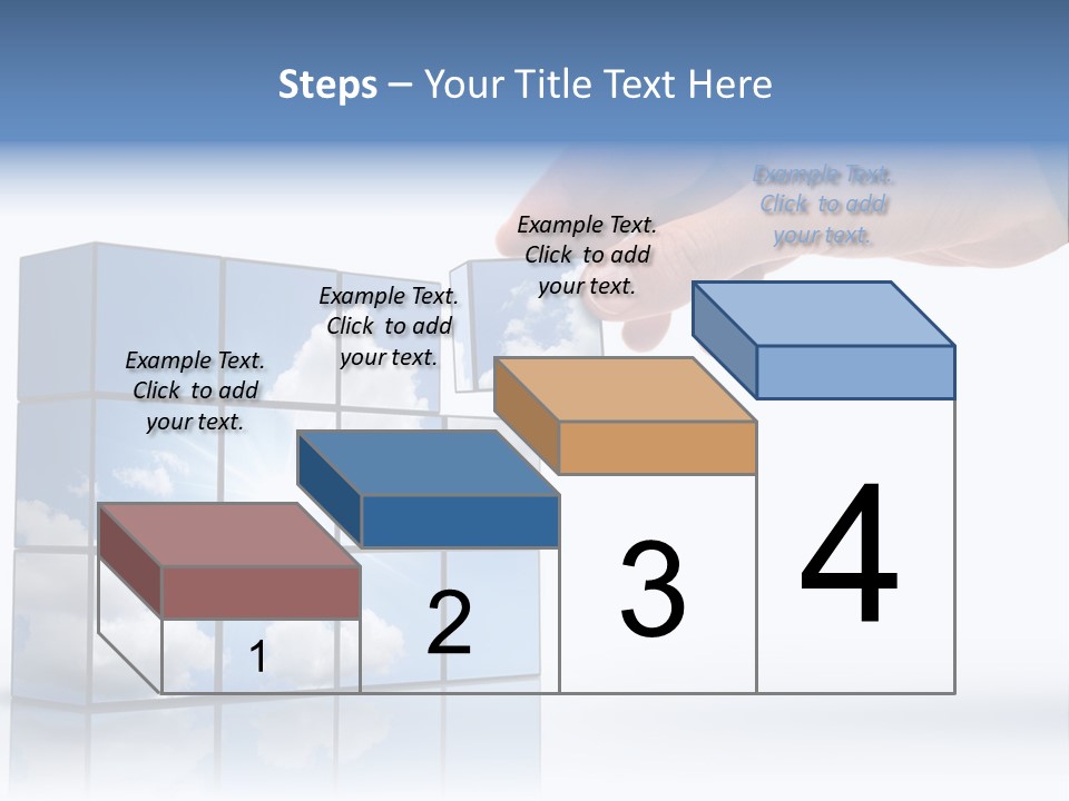 Hand Building Up A Sunny Sky With White Clouds PowerPoint Template