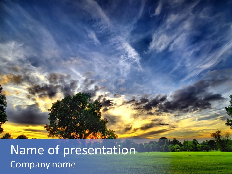 Amazing Sunset On A Golf-Course (Hdr) PowerPoint Template