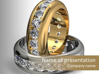 Diamond Wedding Rings On White PowerPoint Template