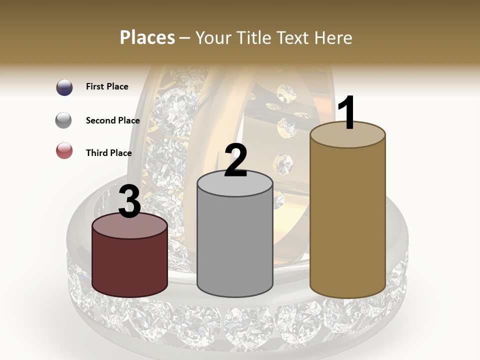 Diamond Wedding Rings On White PowerPoint Template