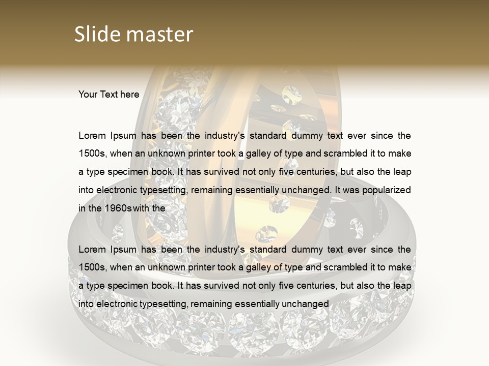 Diamond Wedding Rings On White PowerPoint Template