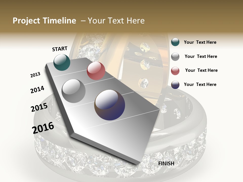 Diamond Wedding Rings On White PowerPoint Template