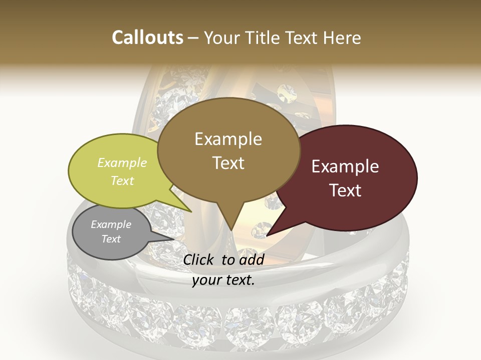Diamond Wedding Rings On White PowerPoint Template