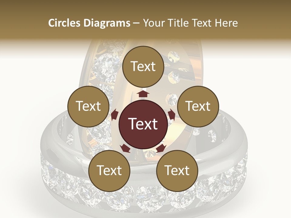 Diamond Wedding Rings On White PowerPoint Template