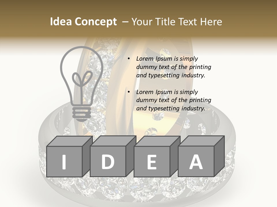 Diamond Wedding Rings On White PowerPoint Template