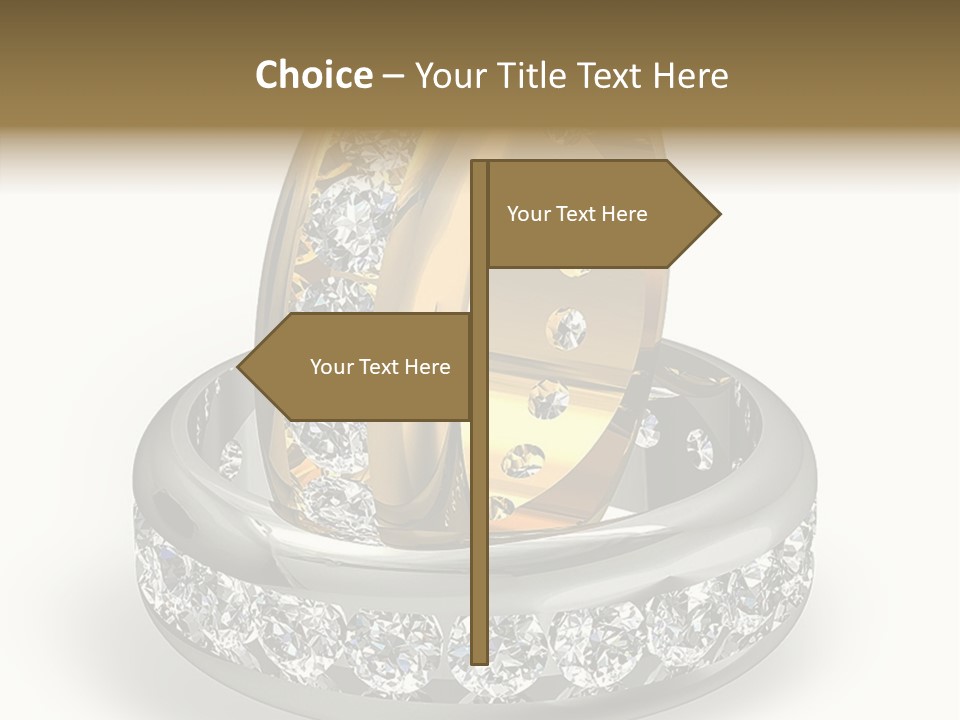 Diamond Wedding Rings On White PowerPoint Template