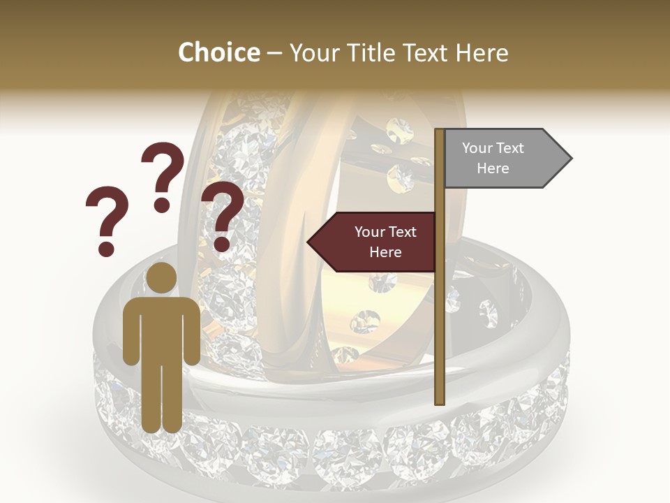 Diamond Wedding Rings On White PowerPoint Template