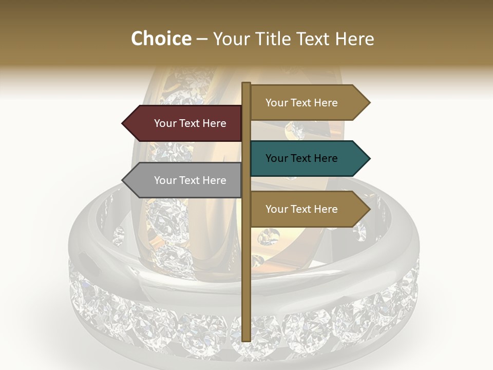 Diamond Wedding Rings On White PowerPoint Template