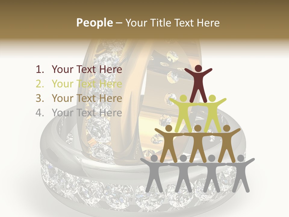 Diamond Wedding Rings On White PowerPoint Template