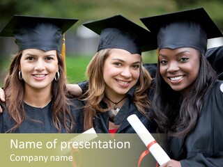 Group Of Graduation Girls Looking Very Happy PowerPoint Template