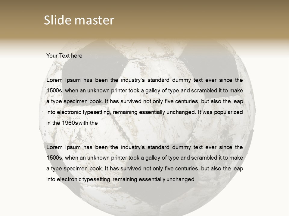 Closeup Of Dirty Soccer Ball On White Background With Clipping Path PowerPoint Template