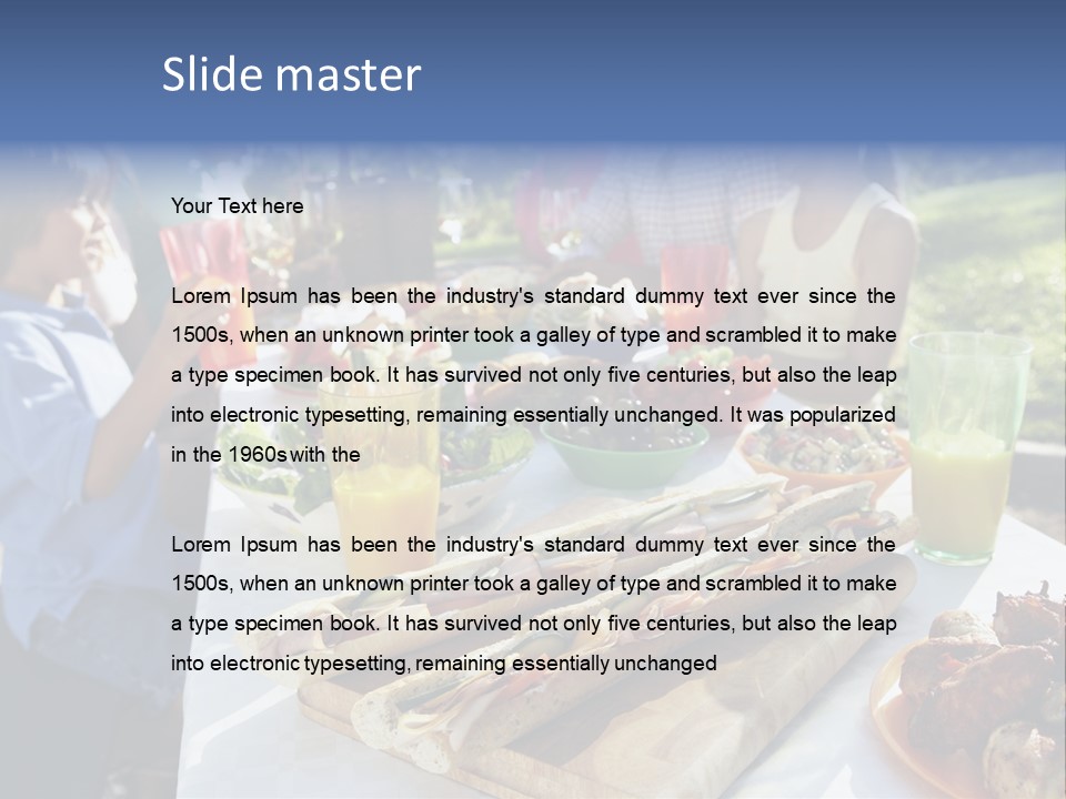 Family Dining Al Fresco PowerPoint Template