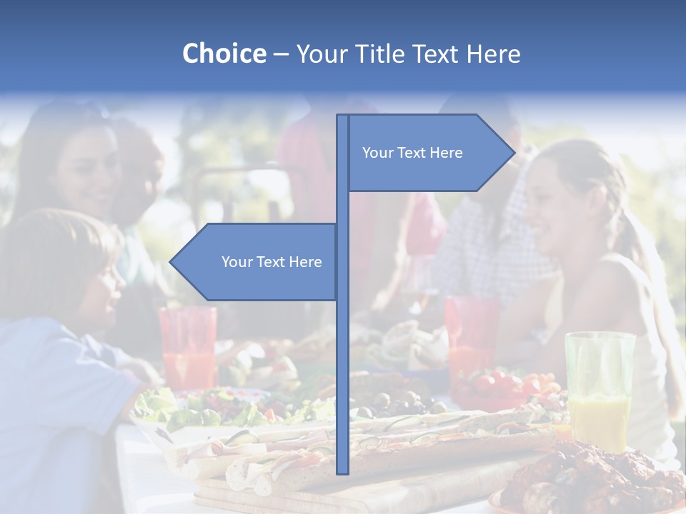 Family Dining Al Fresco PowerPoint Template