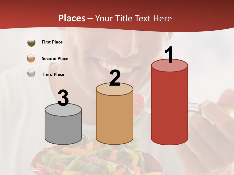 Mid Adult Man Eating Salad PowerPoint Template