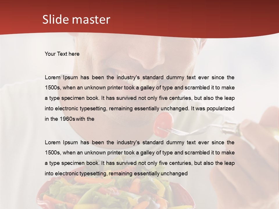 Mid Adult Man Eating Salad PowerPoint Template