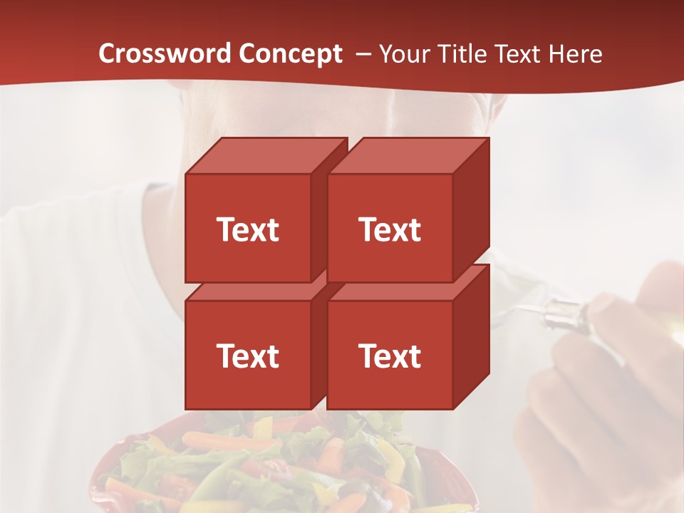 Mid Adult Man Eating Salad PowerPoint Template