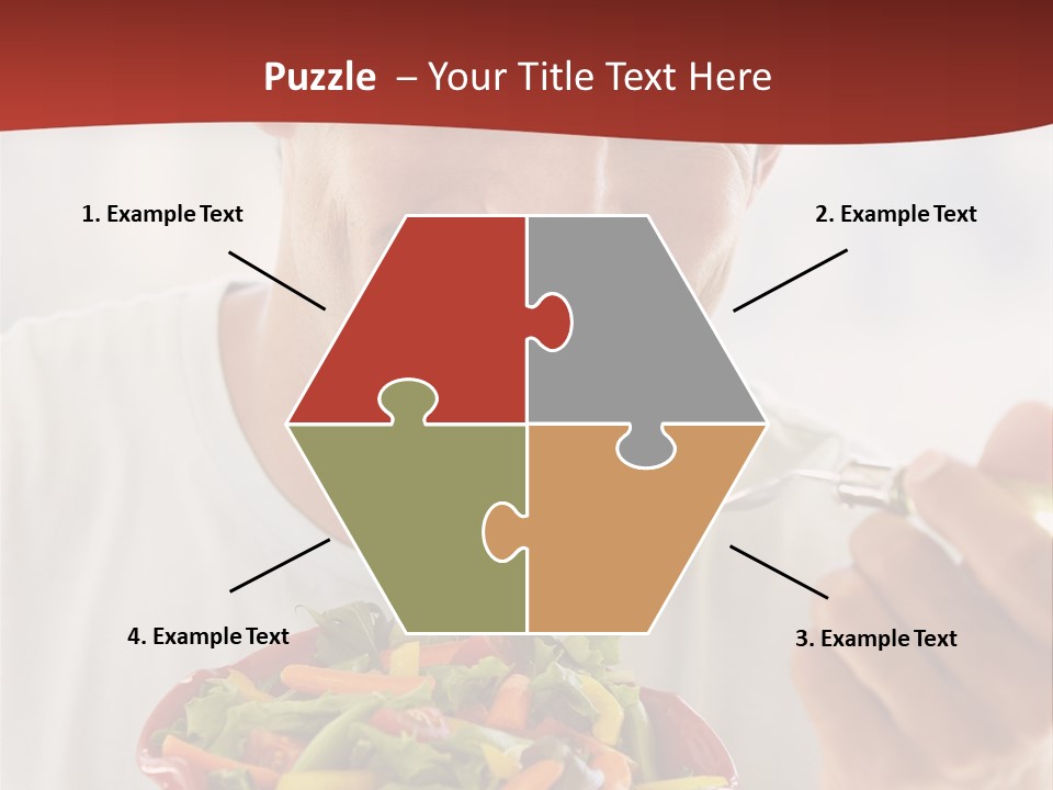 Mid Adult Man Eating Salad PowerPoint Template