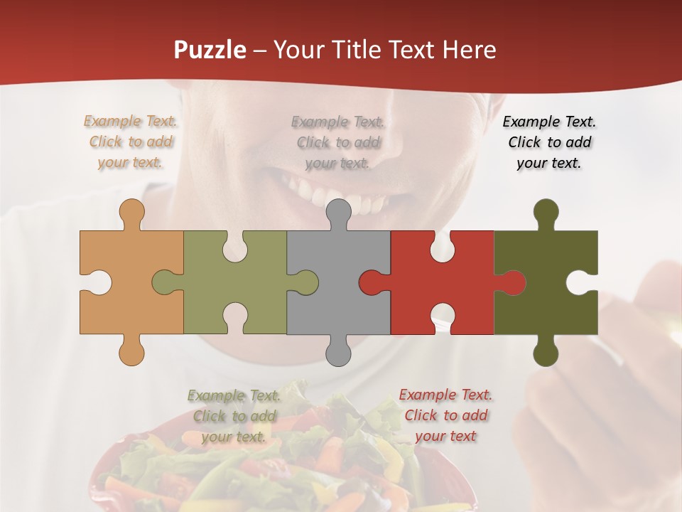 Mid Adult Man Eating Salad PowerPoint Template