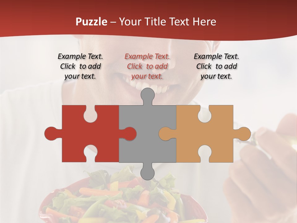 Mid Adult Man Eating Salad PowerPoint Template