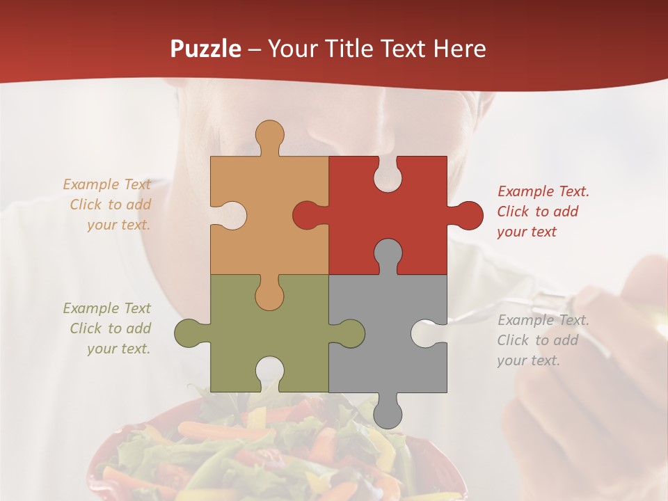 Mid Adult Man Eating Salad PowerPoint Template