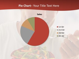 Mid Adult Man Eating Salad PowerPoint Template