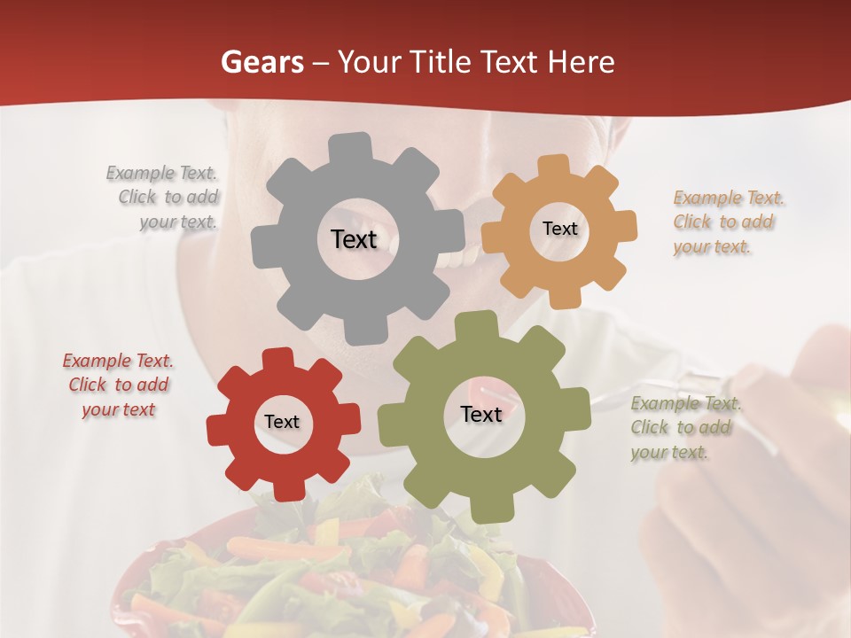 Mid Adult Man Eating Salad PowerPoint Template