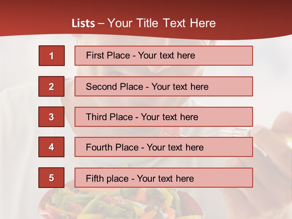 Mid Adult Man Eating Salad PowerPoint Template
