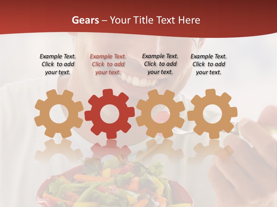 Mid Adult Man Eating Salad PowerPoint Template