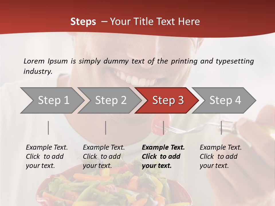Mid Adult Man Eating Salad PowerPoint Template