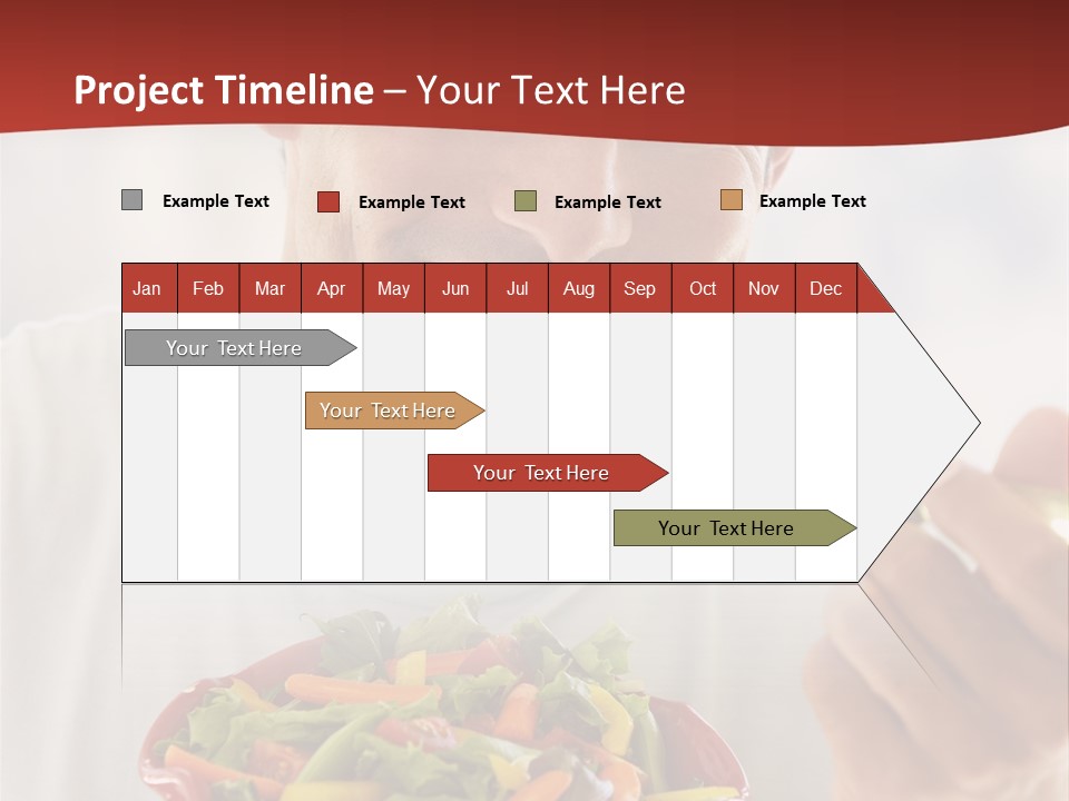Mid Adult Man Eating Salad PowerPoint Template