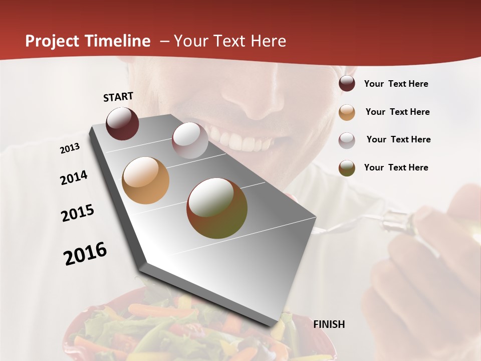 Mid Adult Man Eating Salad PowerPoint Template