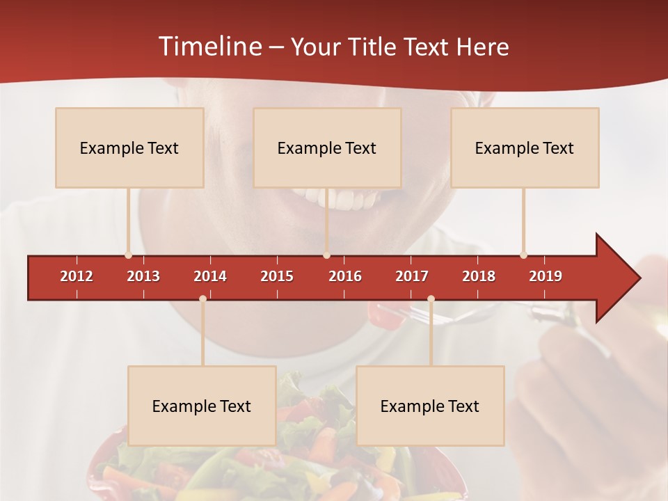 Mid Adult Man Eating Salad PowerPoint Template