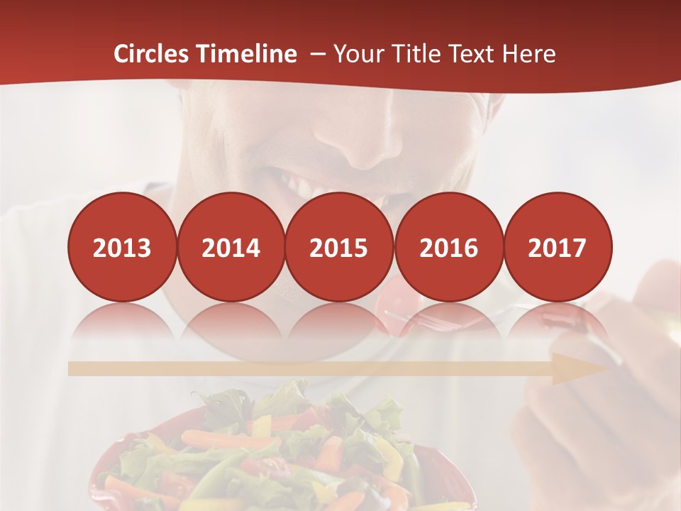 Mid Adult Man Eating Salad PowerPoint Template