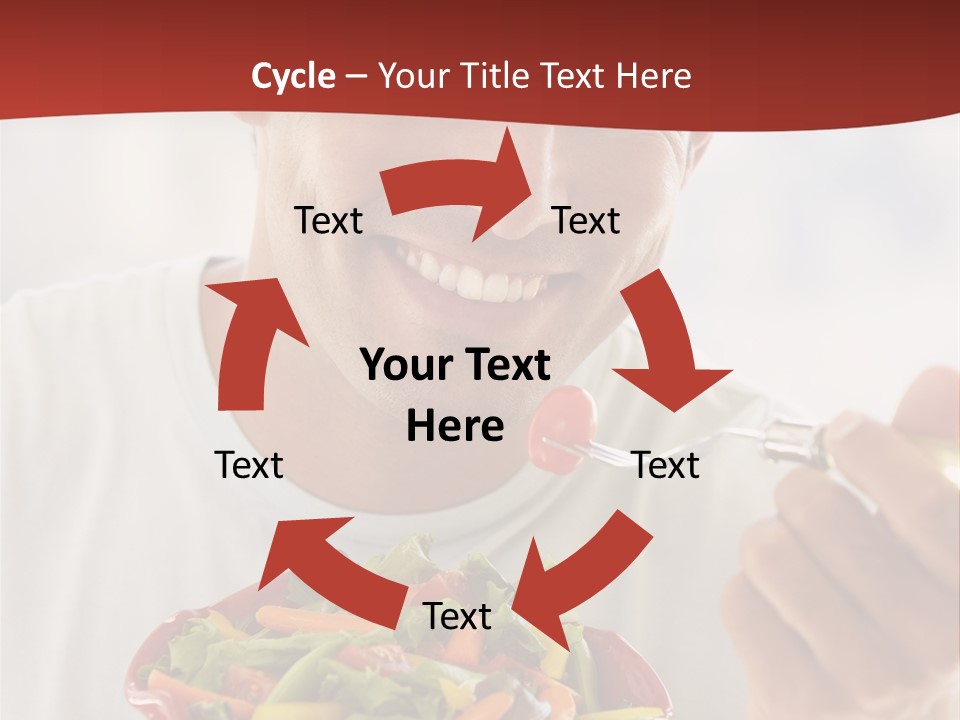 Mid Adult Man Eating Salad PowerPoint Template